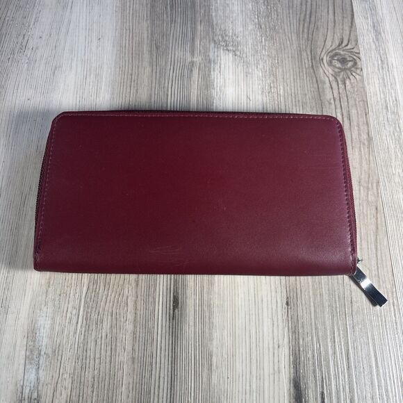 DKNY Bryant Zip Around Compact Wallet in burgundy leather - Picture 6 of 9